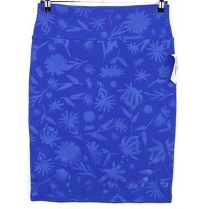 LuLaRoe Cassie Pencil Straight Skirt Blue Floral Embossed‎ L Large